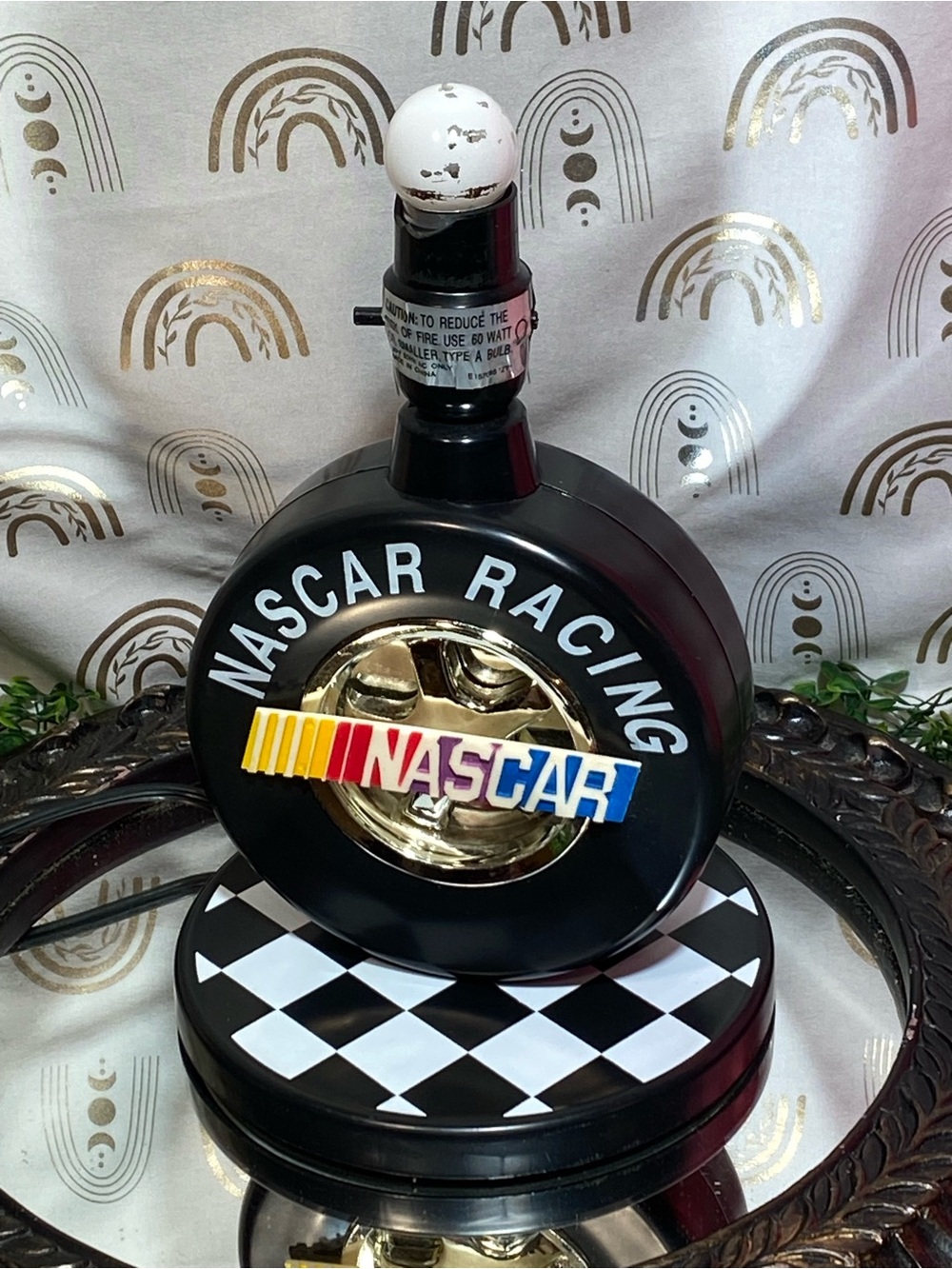 Nascar Black Lamp with Multicolor Racing Logo